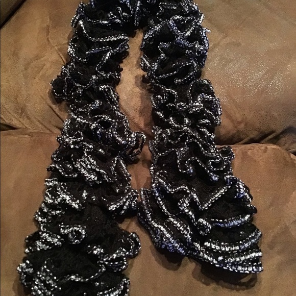 Dressy Cotton lace scarf with silver - Picture 2 of 2